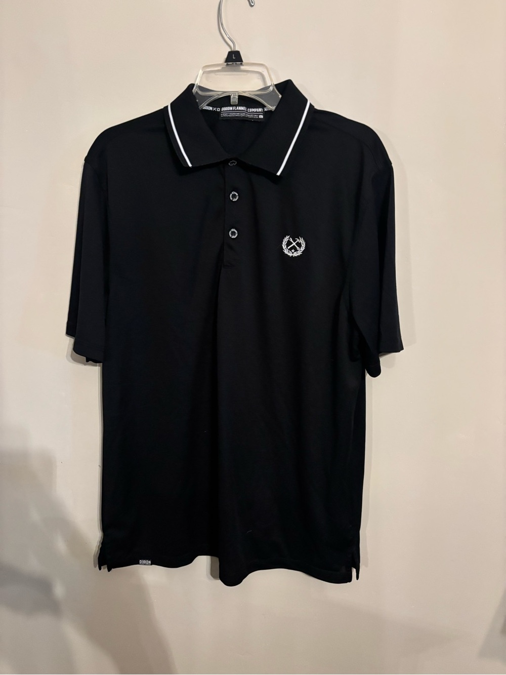 DIXXON Black Polo with White Trim and Chest Crest